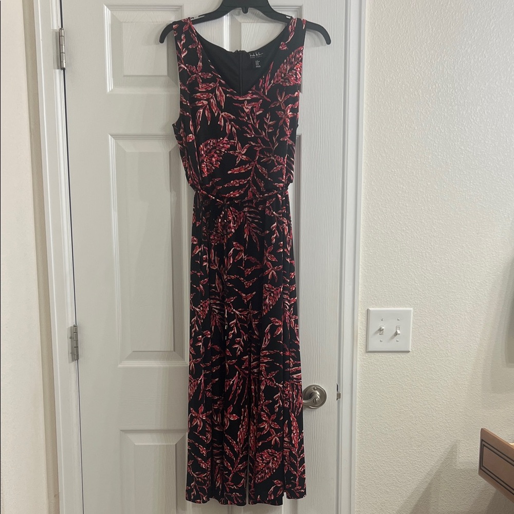 Nicole Miller Black and Red Floral jumpsuit